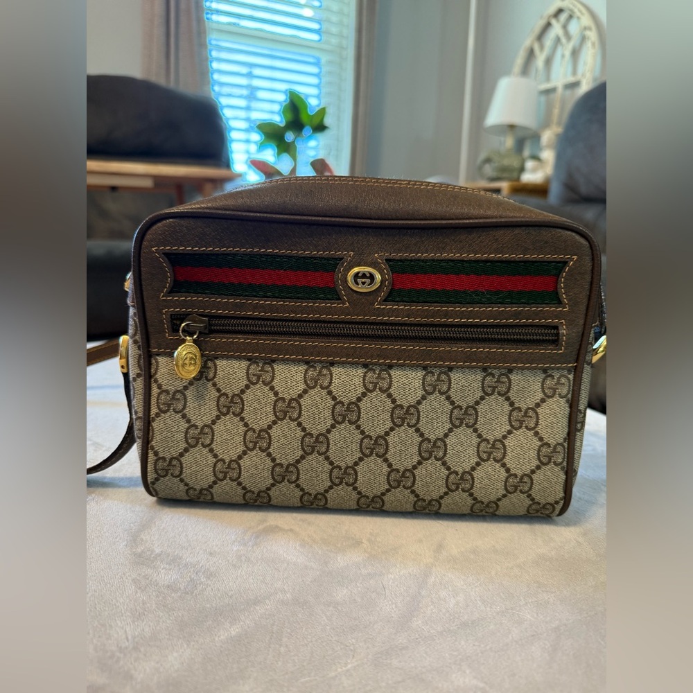 Vintage Gucci Supreme Monogram Web Ophidia Shoulder Crossbody Brown